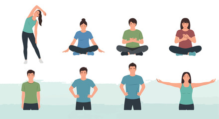 People practicing yoga and meditation poses