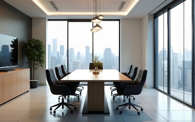 Modern office meeting room table and chairs. High quality