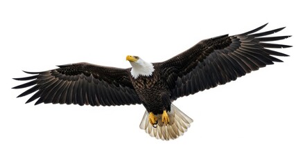 Fototapeta premium Bald Eagle in Flight Majestic Bird with Spread Wings Isolated