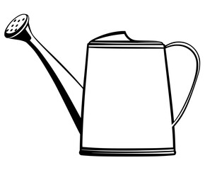Vintage Elegance: Black White Watering Can Flat Vector Icon | Clean, isolated vector art for creative projects.