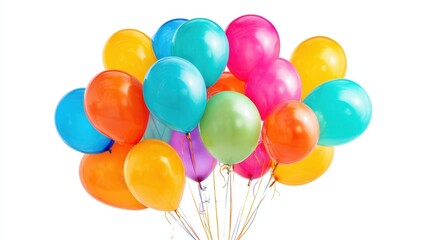 A cluster of vibrant balloons in various colors like blue orange pink and green are tied together filling the air with joy and excitement for a celebration or party.