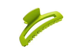 Lime green hair claw clip, modern hair accessory, fashionable hair styling tool, trendy hair clip isolated on transparent background