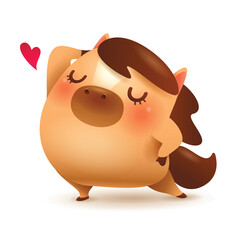 Cute Little Cartoon Horse. The Pretty Horse.