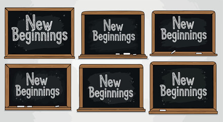 New beginnings chalkboard signs with whiteboards