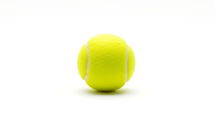 A single yellow tennis ball centered on a white background in a studio shot with bright lighting ai generated