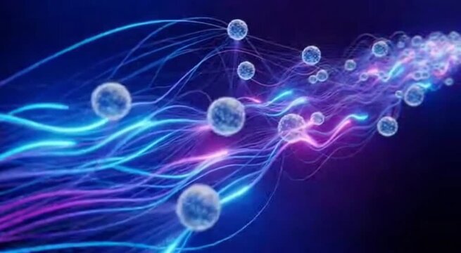 Digital Neuron Network: An abstract depiction of interconnected digital neurons pulsing with energy, showcasing the intricate web of networks and information flow.