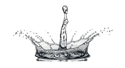 Dynamic Water Splash with Droplets Bubbles Monochrome High Speed Photography