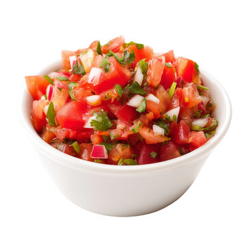 Pico de gallo fresh tomato salsa in small dipping bowl
