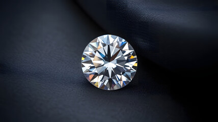 Radiant perfection single diamond stone showcased against sleek dark fabric highlighting exquisite cut and clarity amplifying its captivating allure