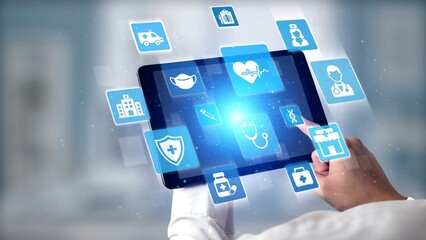 Healthcare icons show medical service, healthcare support, and patient treatment. Healthcare ensures medical service quality, health care access, and reliable medical care. Gist