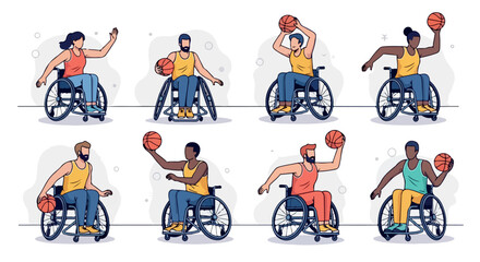Wheelchair basketball players in action