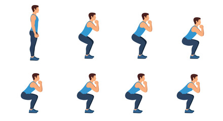 Squat exercise sequence for fitness training