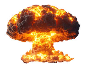 Transparent PNG available nuclear explosion blast with mushroom cloud isolated on transparent white background, clipping path