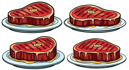 Grilled steak on plate with savory sauce