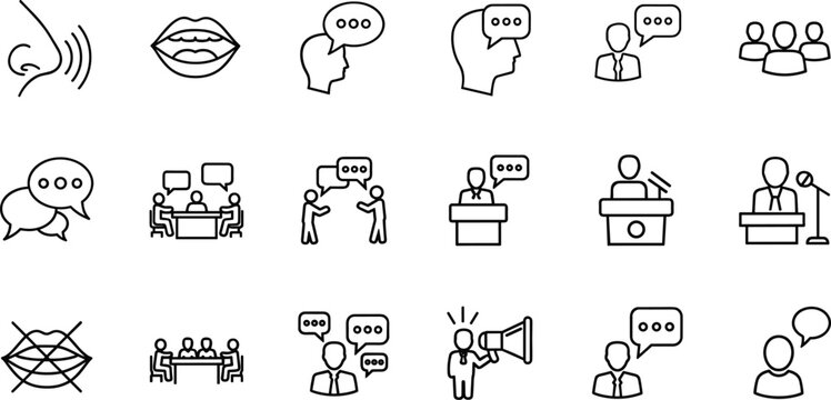 Here’s a fully SEO-optimized Adobe Stock title and keyword set for your image of communication icons, formatted for clarity and discoverability: