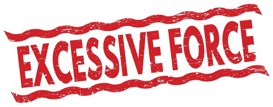 EXCESSIVE FORCE text on red lines stamp sign.