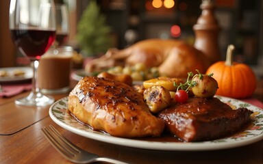 Thanksgiving celebration traditional dinner concept. High quality