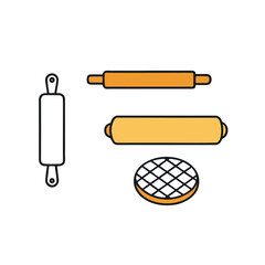 Kitchen baking tools and pie illustration for cooking projects