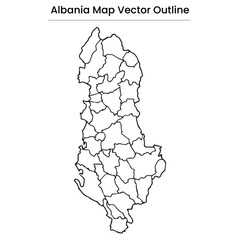 Albania Map Vector Outline Editable Country Silhouette with Districts