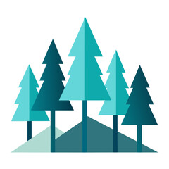 Fototapeta premium Stylized flat design illustration of a group of evergreen trees