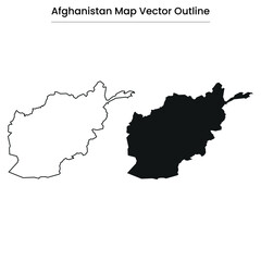 Afghanistan Map Vector Outline Editable Country Silhouette with Provinces