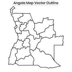 Angola Map Vector Outline Editable Country Silhouette with Provinces