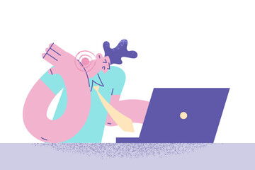 Problems with health with computer concept