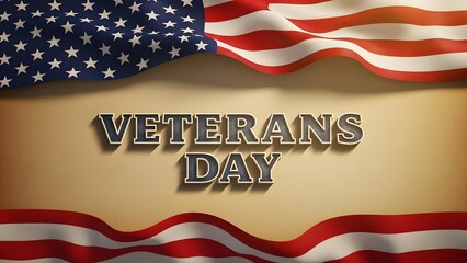 Patriotic Veterans Day tribute with waving American flag design element