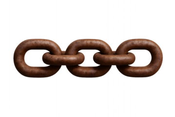 Heavy Iron Chain Links Isolated on Transparent Background