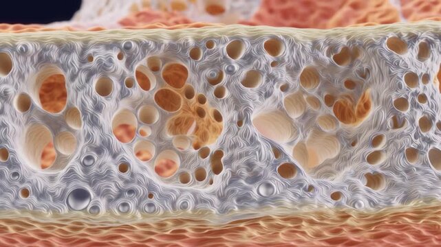 osteoblast cells medically accurate 3d render showing bone modeling and remodeling process with active bone tissue formation and calcium absorbing cells interacting with cartilage during skeletal rege