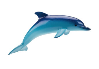 Fototapeta premium Isolated cetacean in marine-blue, oceanic figurine of playful dolphin, swimming mammal art
