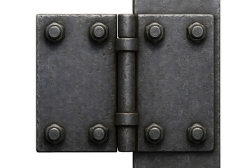 Industrial Prison Door Hinges and Bolts on Transparent Background
