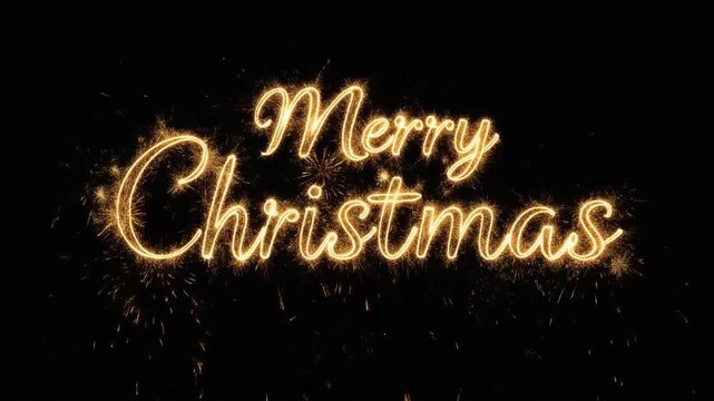 Merry Christmas Sparkling Holiday Greeting with Golden Text and Festive Celebration