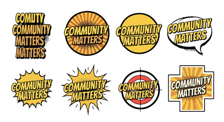 Community matters badge set with transparent background