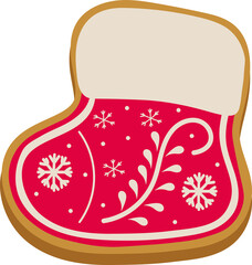 Christmas gingerbread in the shape of a Santa's boot