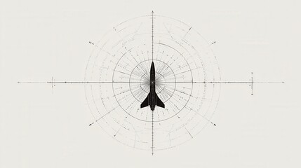 Black Missile with Guidance Diagram in a Graphic Abstract Design