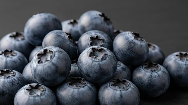 Fresh blueberry pile growth on dark surface: juicy refreshment in three steps