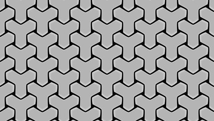 Detailed interlocking Y-shape pattern with black outlines on a light grey background. Great for bold graphic design, abstract wallpapers, or strong visual statements.