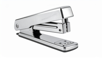 Sleek Metallic Desktop Stapler on White Background &ndash; Modern Office Supply for Document Organization, Professional Workspace Setup, Paper Binding, Minimalist Design, and High-Quality Stationery 