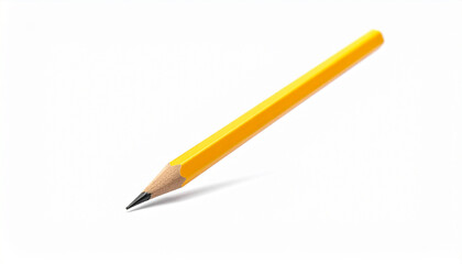 Sharpened Yellow Wooden Pencil with Graphite Tip on White Background &ndash; Classic Writing Tool for School, Art, Office, Sketching, Note-Taking, Minimalist Design, Education, and Creative Expression 