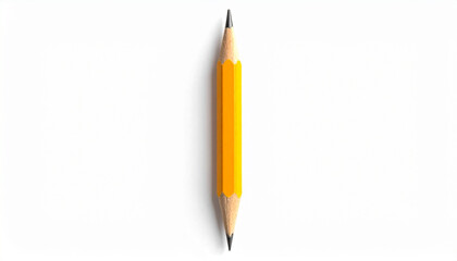Sharpened Yellow Wooden Pencil with Graphite Tip on White Background &ndash; Classic Writing Tool for School, Art, Office, Sketching, Note-Taking, Minimalist Design, Education, and Creative Expression 