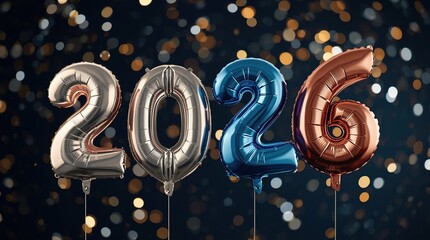 Happy New Year 2026 Text Illustration Background New Year Celebration Typography Graphic Design Photo