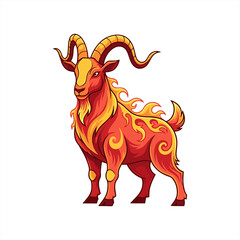 Vector illustration of the Fire Goat zodiac sign with a white background