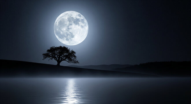 full moon over the forest