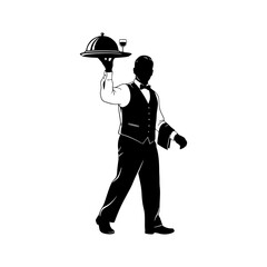 silhouette of a waiter delivering food