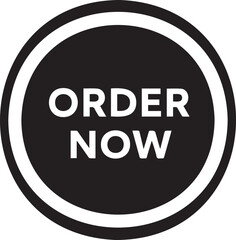 Order Now black and white round vector button