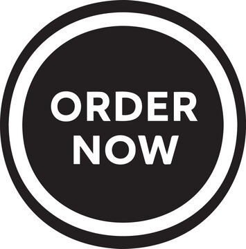 Order Now black and white round vector button