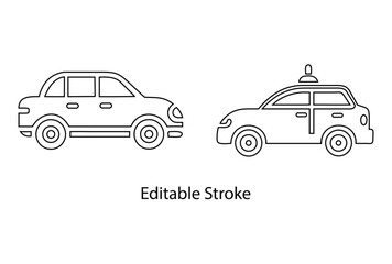 Obraz premium city car icon editable stroke vector set, car icon symbol vector line icon illustration