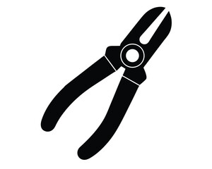 Pliers Tool Vector Illustration for Construction and Repair Projects in Black and White Style
