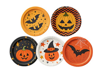 halloween-themed-paper-plates on a isolated transparent background	